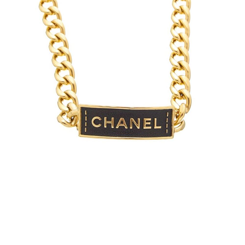Chanel Logo Plate Choker Necklace (Authentic Pre-Loved)